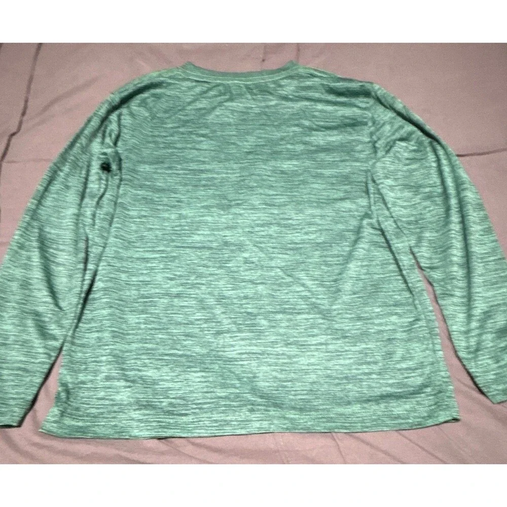 Tek Gear Boys T-Shirt, Green Heather, Crew Neck, Long Sleeve-Size M